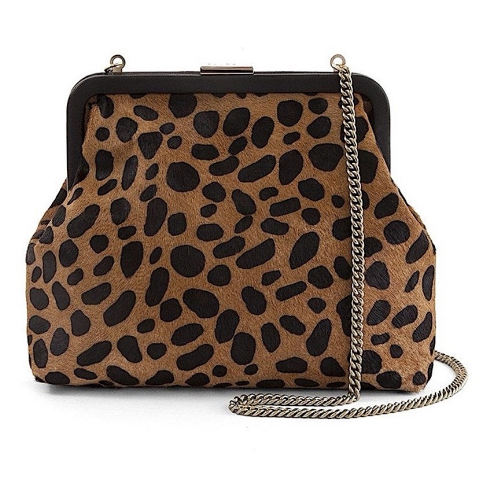 Clare V Leopard Calf Hair Crossbody Bag